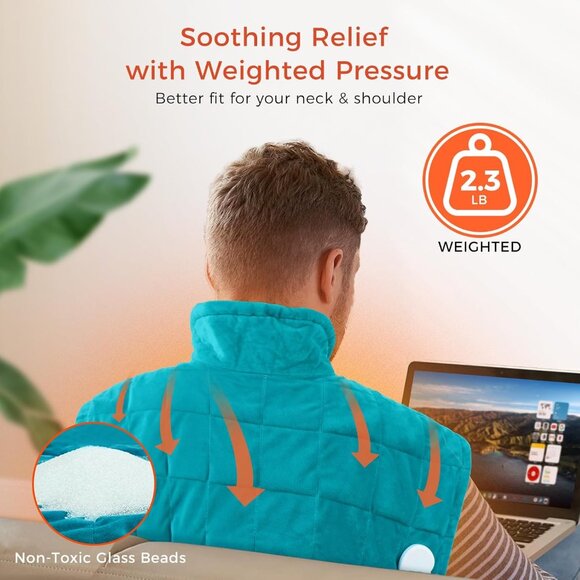 Weighted Heating Pad for Neck Soft Flannel with Timer Auto Shut Off Gift - Picture 5 of 7